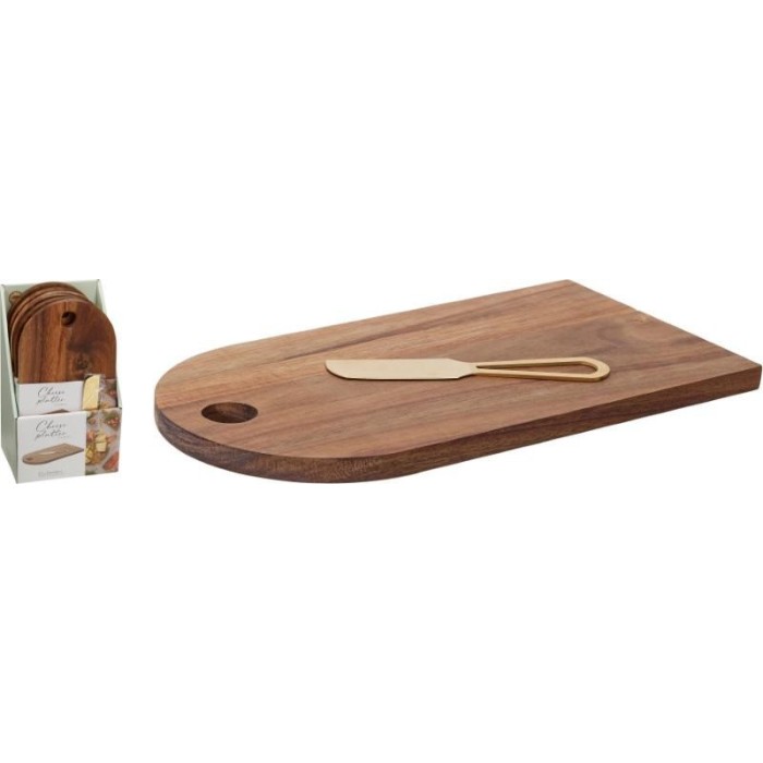 TAGLIERE E COLTELLO FORMAGGIO LEGNO CM.28
